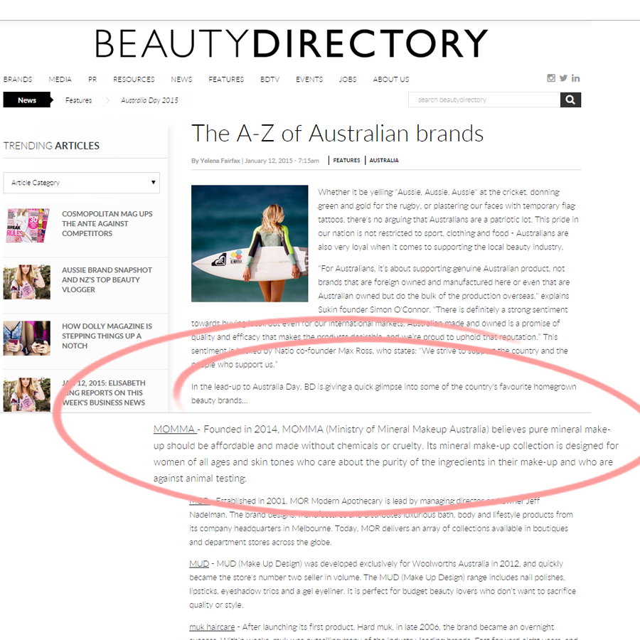 MOMMA on BeautyDirectory favourite homegrown Australian brands